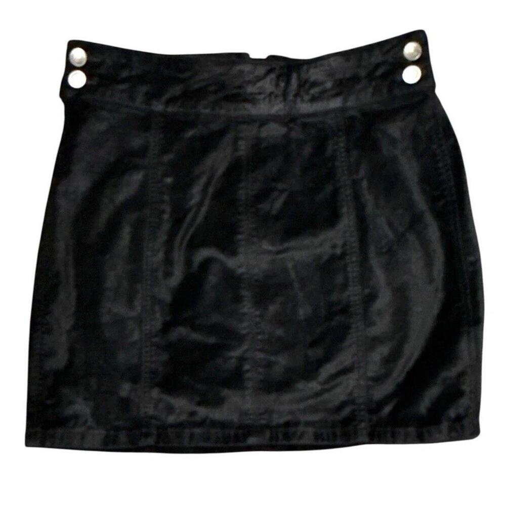 Free People Black Velvet‎ Mini Skirt Sz 28 Stretchy High Waist Boho